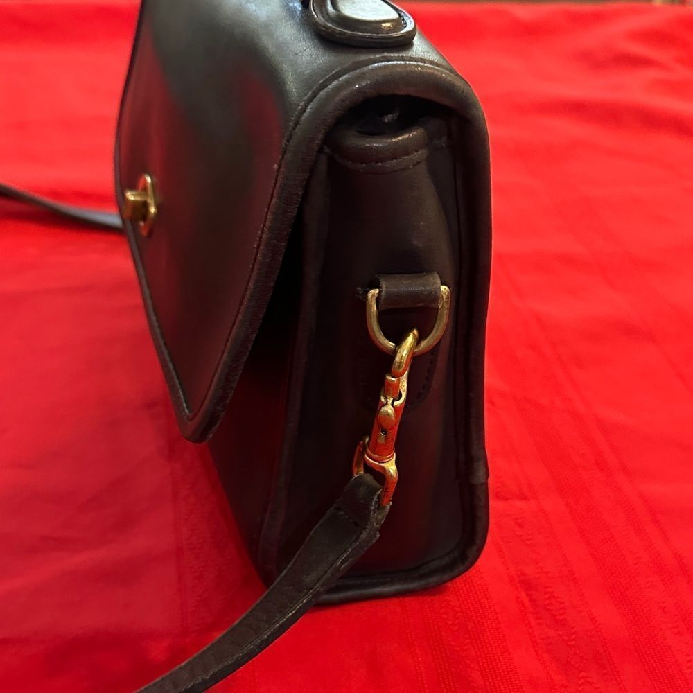 Authentic Vintage Coach Court Black Leather Top-Handle Shoulder Bag 9870 - Picture 5 of 14